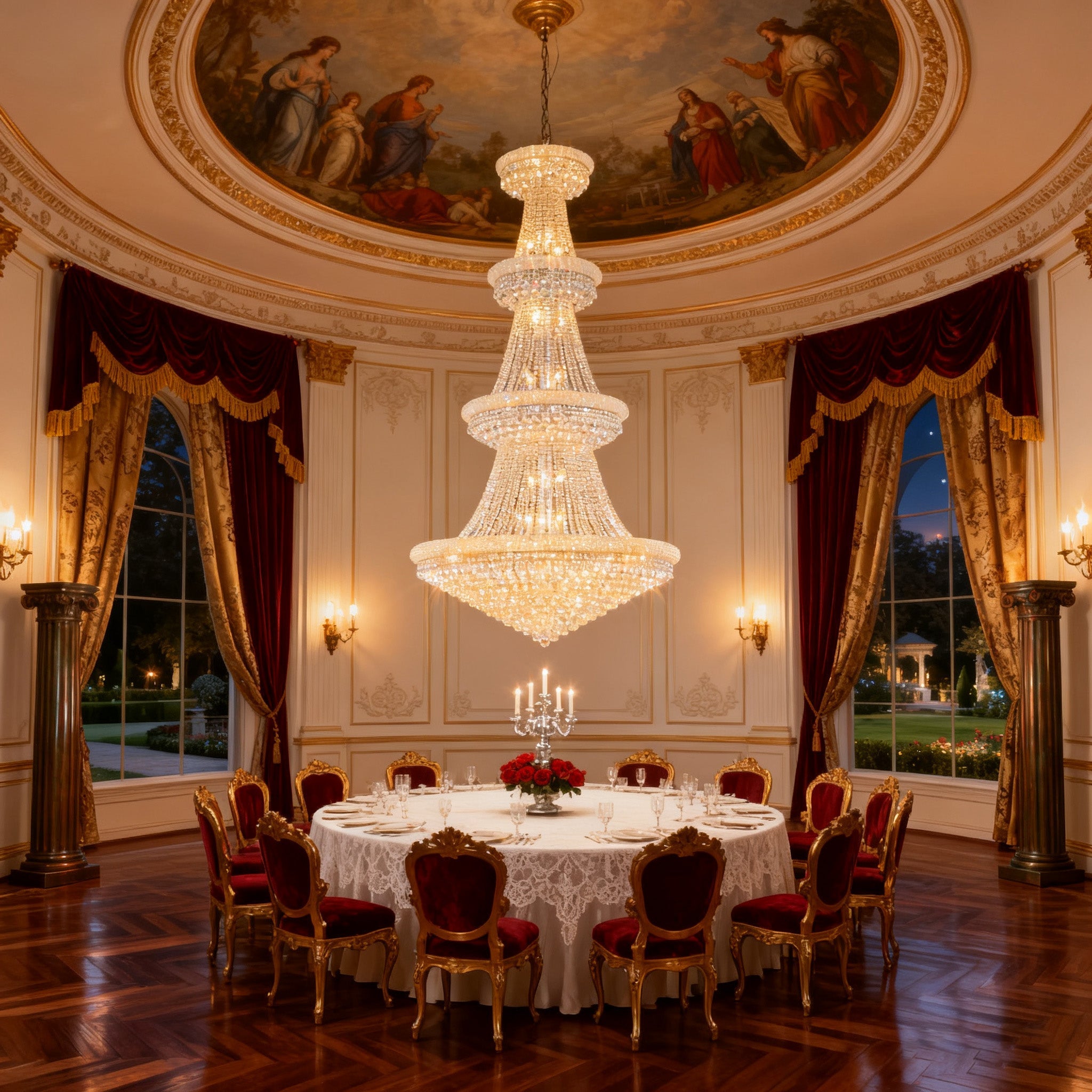 54X96 Inch 48 Lights French Empire Chrome K9 Crystal Chandelier for High Ceilings-Briglighting