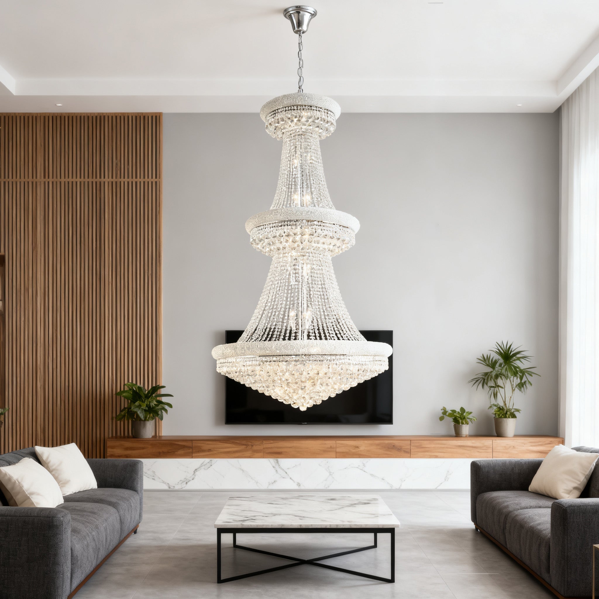 42X72 Inch 48 Lights Elegant Empire K9 Crystal Chandelier-Briglighting