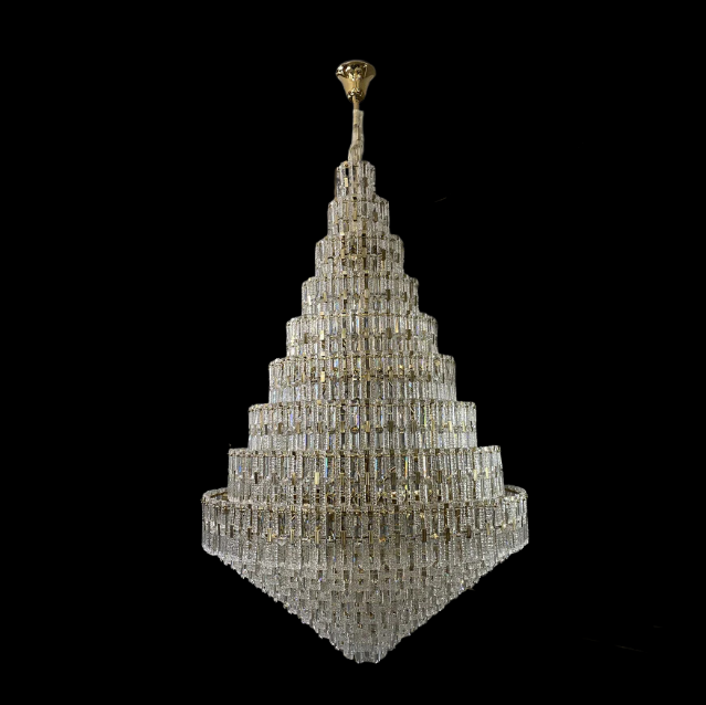 Oversized Multi-layers Honeycomb Luxury Crystal Chandelier in Gold Finish for Big Hallway/Foyer/Entryway-Briglighting
