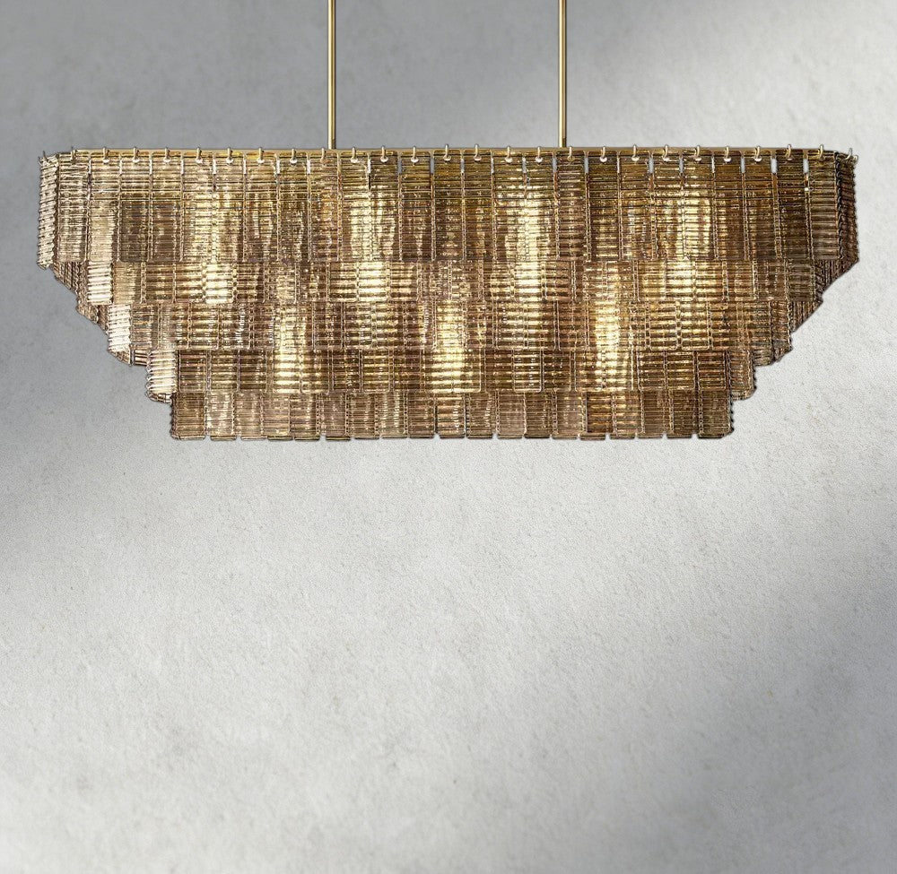 Sirene Smoke Glass Rectangular Chandelier 59", 77"-chandelier-Briglighting