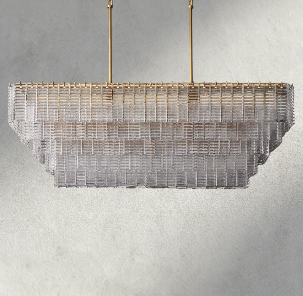Sirene Clear Glass Rectangular Chandelier 59"-chandelier-Briglighting