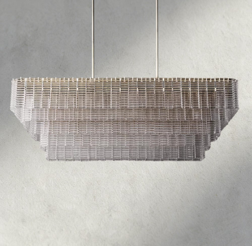 Sirene Clear Glass Rectangular Chandelier 59"-chandelier-Briglighting
