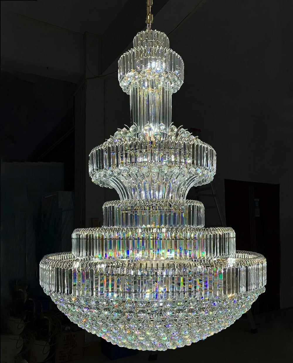 79X118 Inch Big Crystal Chandelier in Chrome Extra Large Foyer Chandelier Lighting-Briglighting
