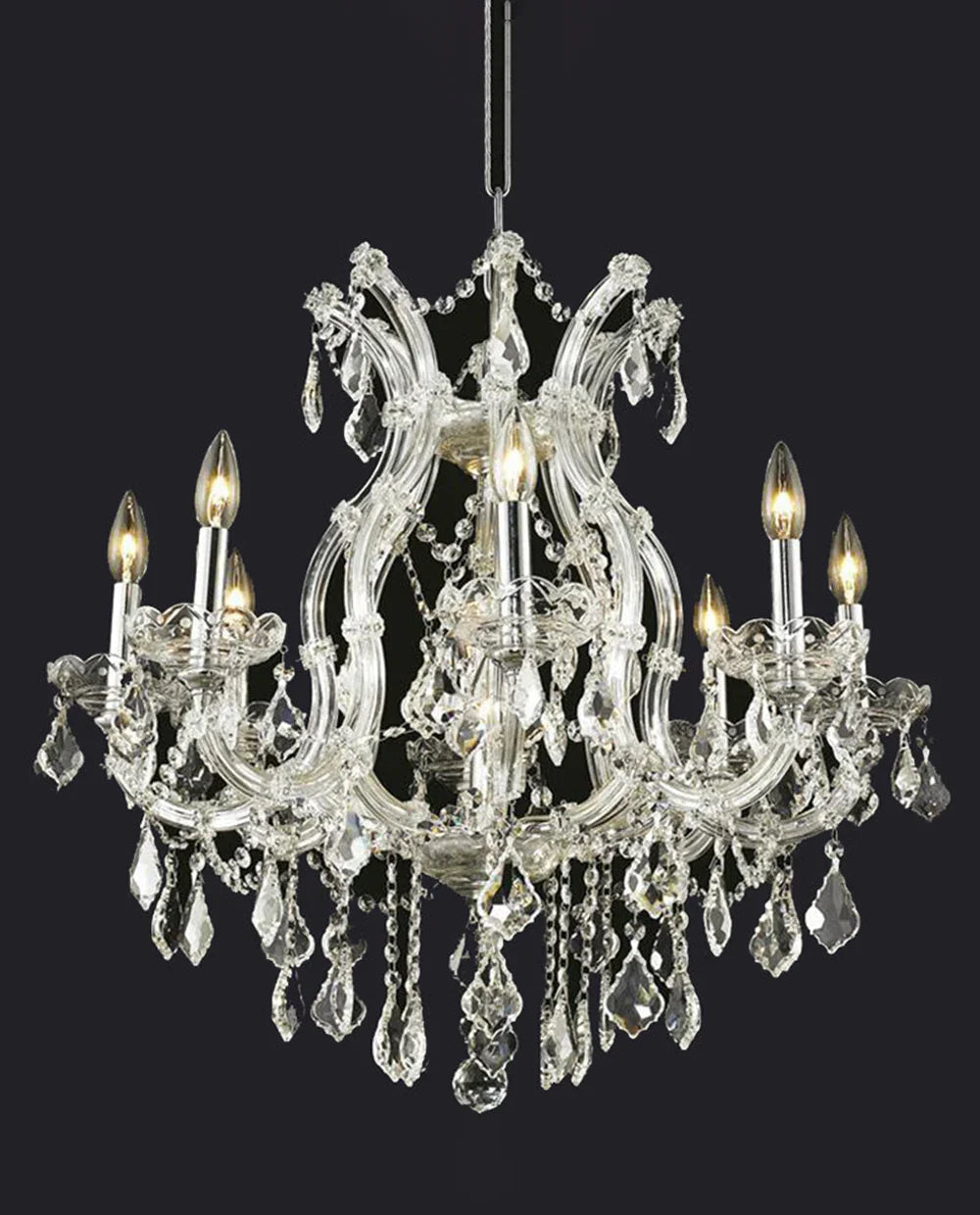 26'' Wide Chrome Chandelier Light 9 Lights Maria Theresa Crystal Chandelier MT01L9C-吊灯-Briglighting