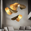 Postmodern Withered Leaf Parlor Pendant Lighting Fixture in Brass-Briglighting