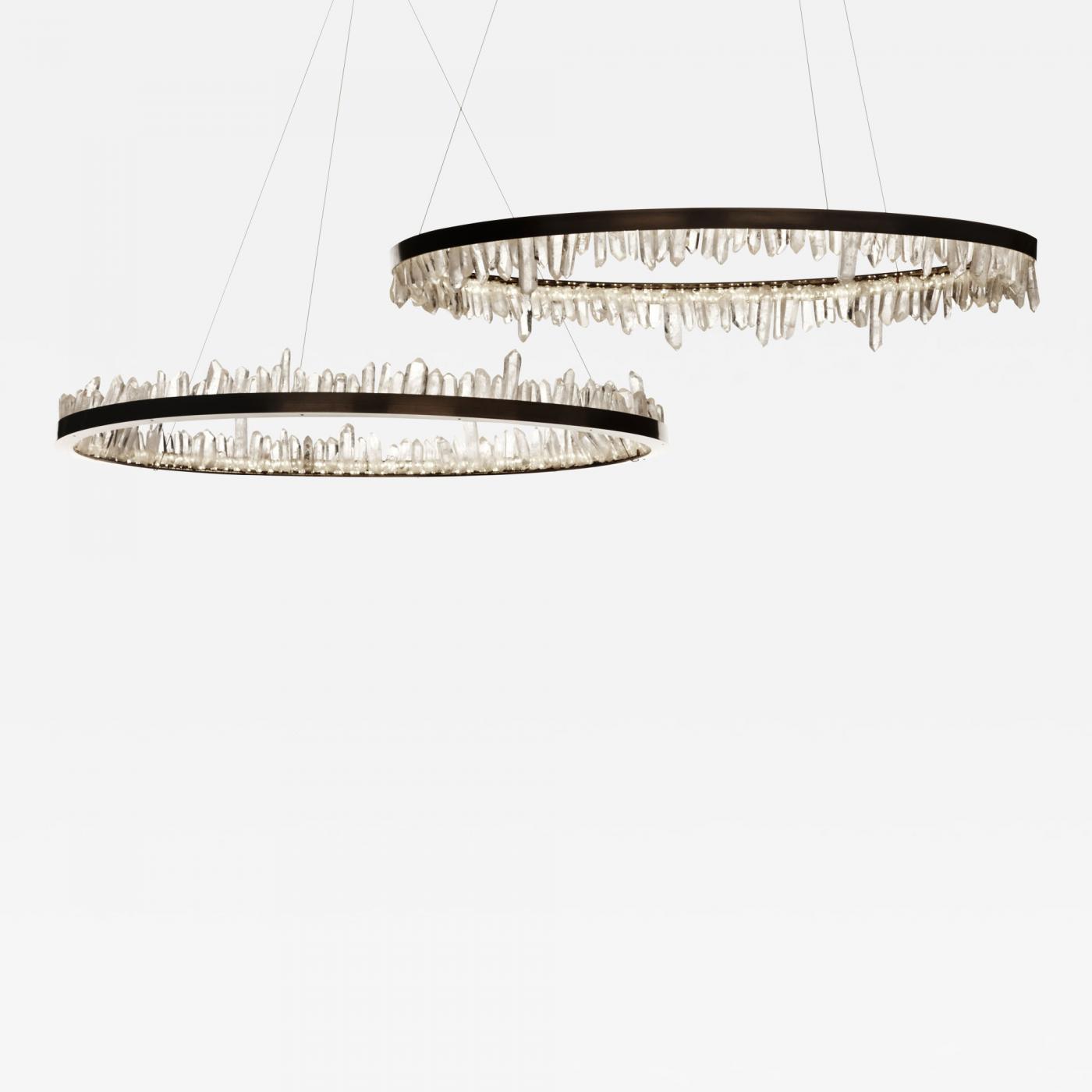 Designer 36 Inch Round Modern Chandelier Brass & Clear Geode Quartz Crystal Hanging Light-Chandelier-Briglighting
