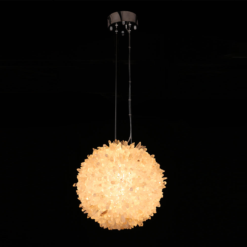 Clear Geode Quartz Crystal Ball Modern Pendant Light-Briglighting