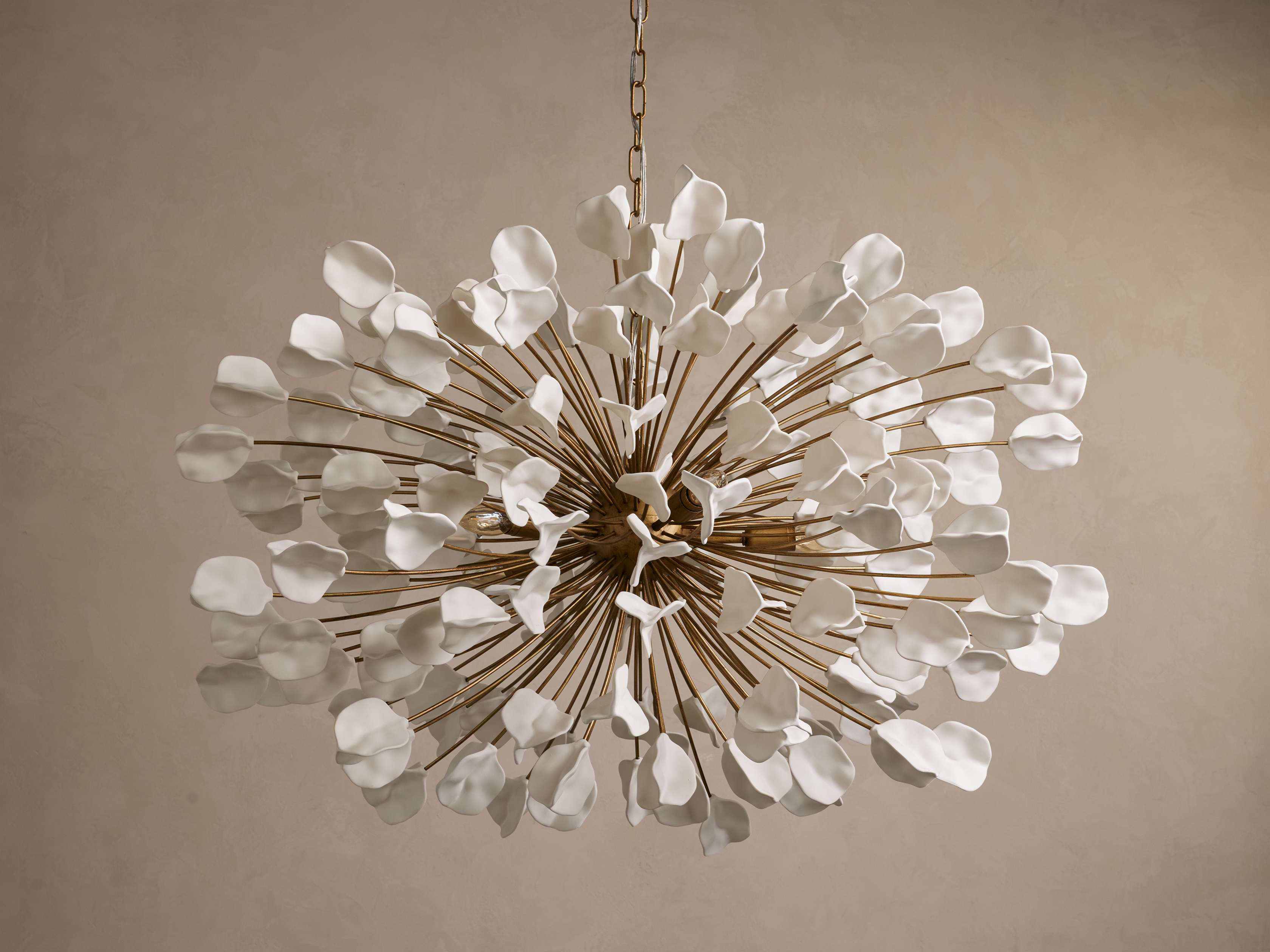 Lunaria Ceramic Leaves Chandelier 42''D-Chandelier-Briglighting