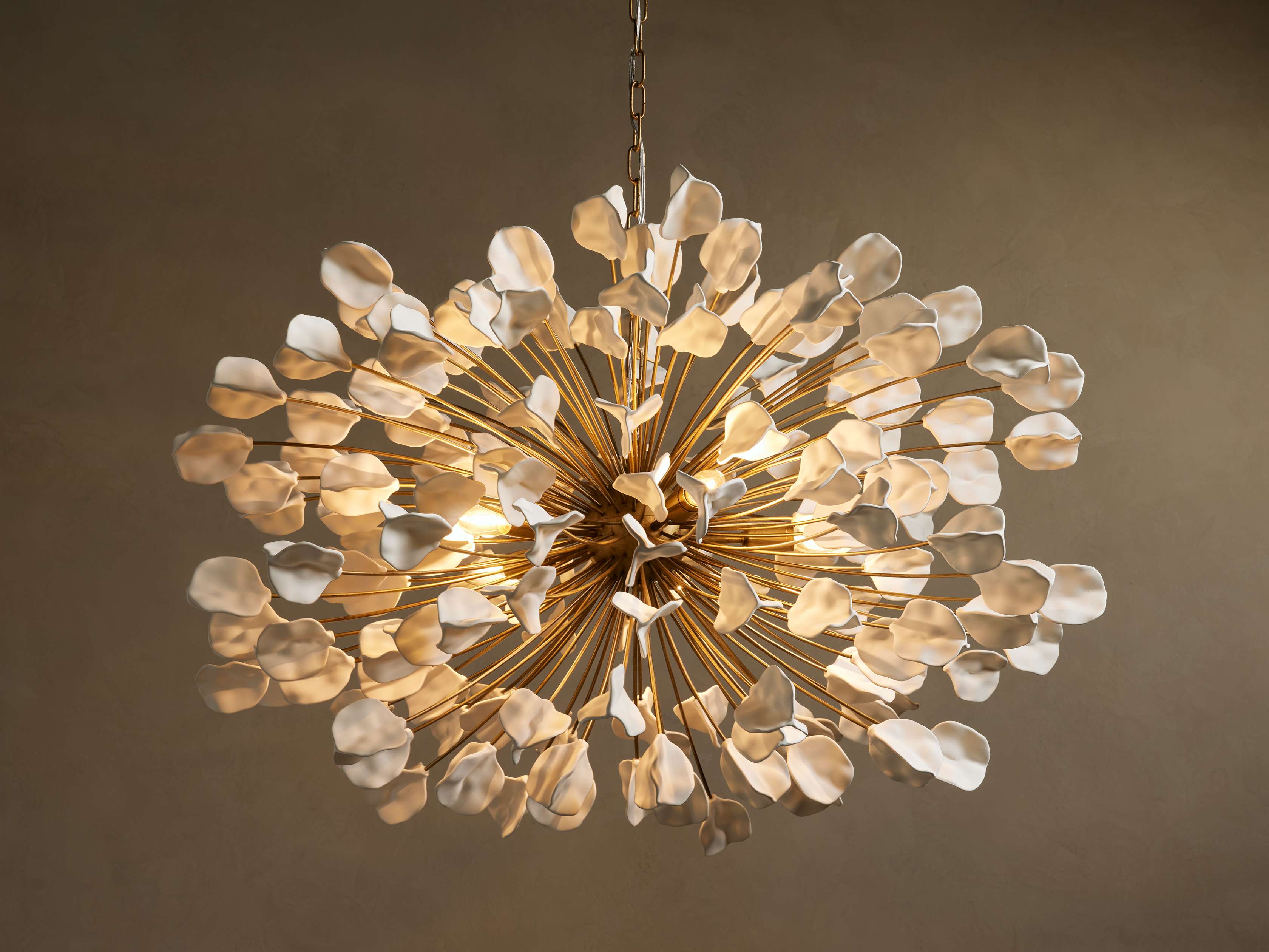 Lunaria Ceramic Leaves Chandelier 42''D-Chandelier-Briglighting