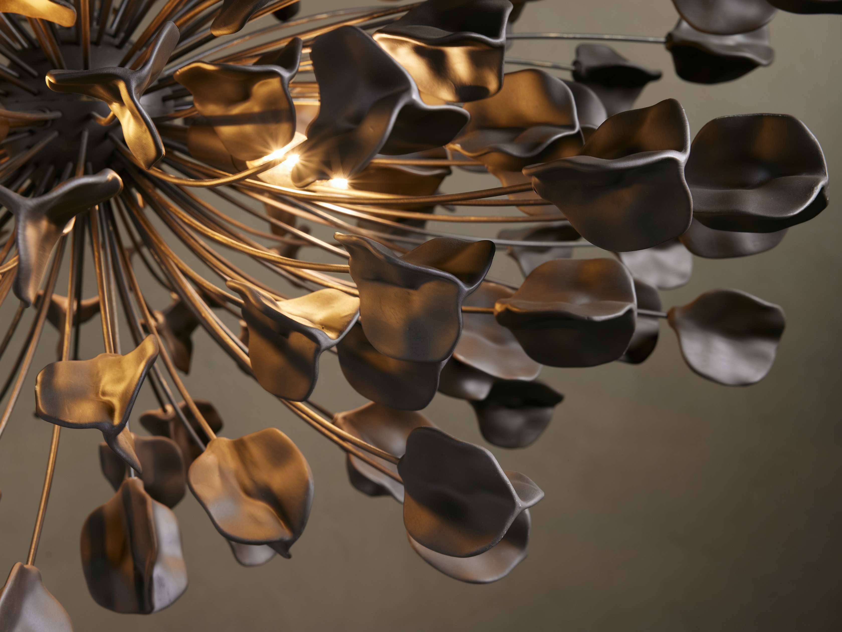 Lunaria Ceramic Leaves Chandelier 42''D-Chandelier-Briglighting