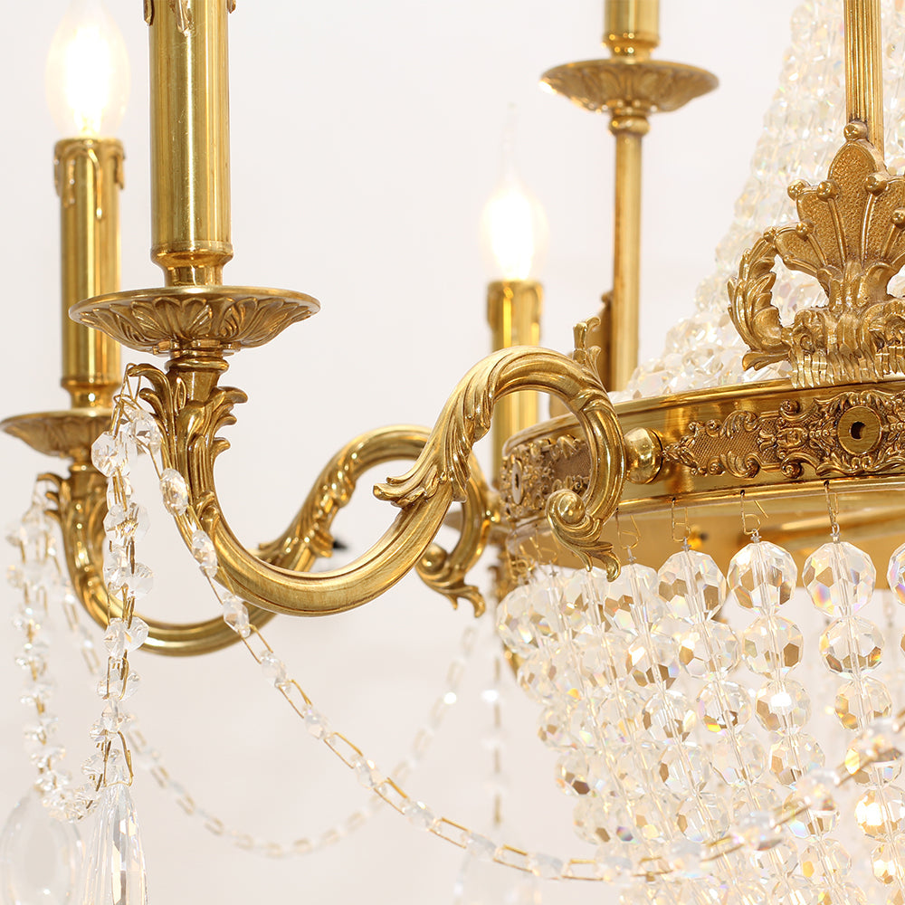 37X39 Inch 15 Lights French Empire Brass and Crystal Chandelier-Briglighting