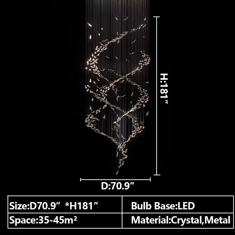 Extra Large Luxury Art Double Spiral Creative Crystal Chandelier For High-ceiling Foyer/Hallway/Entryway-Briglighting