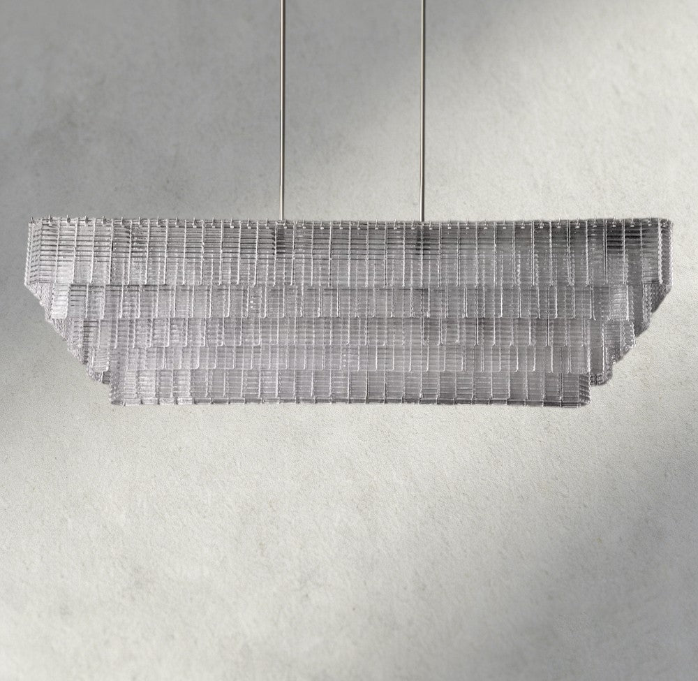 Sirene Clear Glass Rectangular Chandelier 59"-chandelier-Briglighting