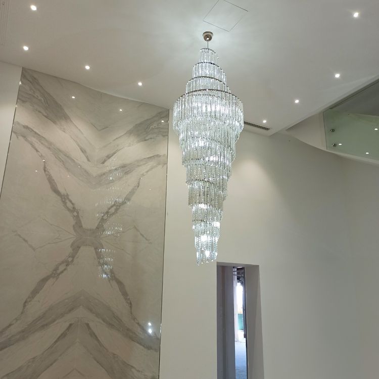 Luxury Spiral Crystal Chandelier for High-ceiling/Foyer/Staircase-Chandeliers-Briglighting