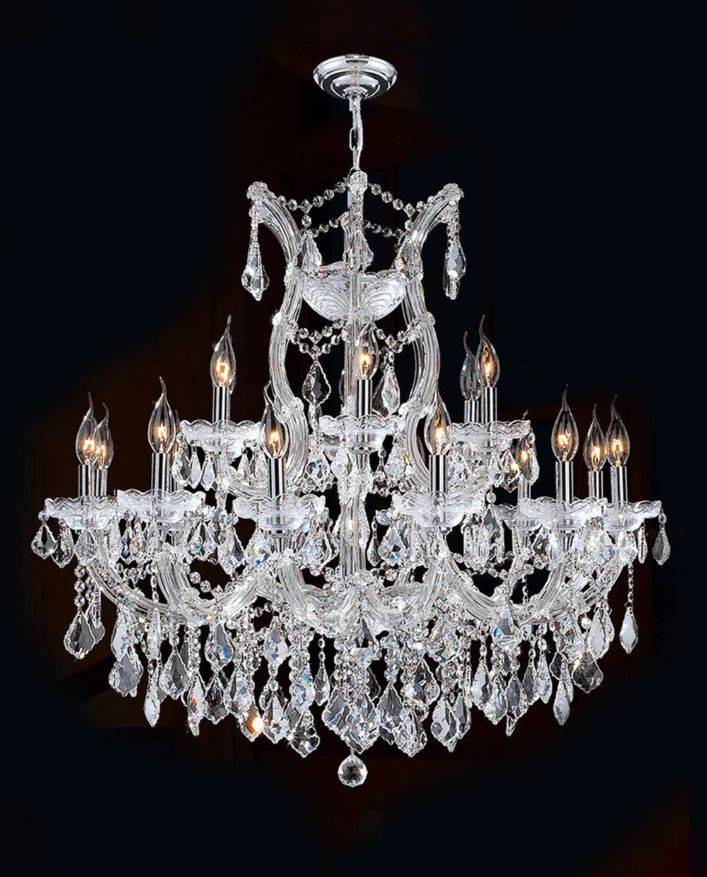 33'' Wide Chrome Chandelier 19 Lights Maria Theresa Crystal Chandelier for Dining Room MT01L19C-吊灯-Briglighting