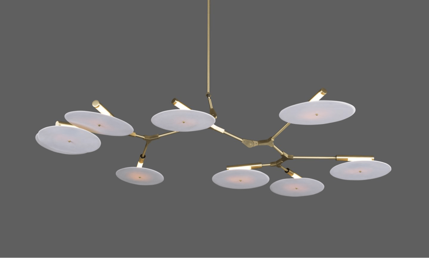 9-light Branching Disc Flush mount - Brushed Brass / Porcelain-Briglighting