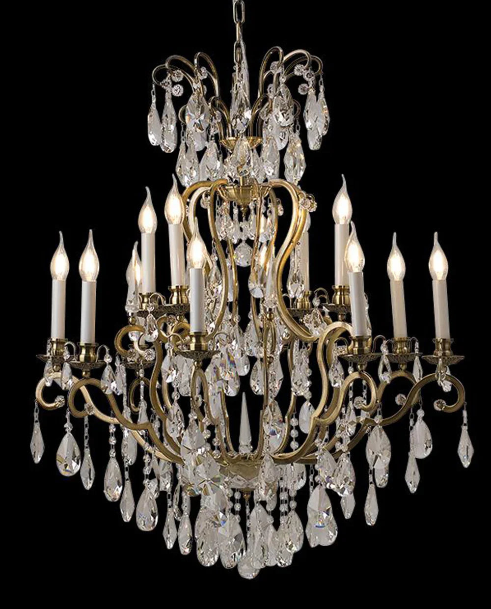 31'' Living Room Chandelier 12 Lights Antique Wrought Iron Crystal Chandelier Lighting WI01L12-吊灯-Briglighting