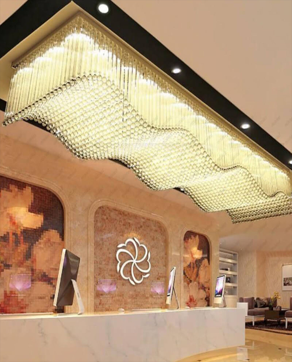 36X192 Inch Custom Wave Shaped Modern Chandelier Oversized Flush Mounted Chandelier for Hallway-Briglighting