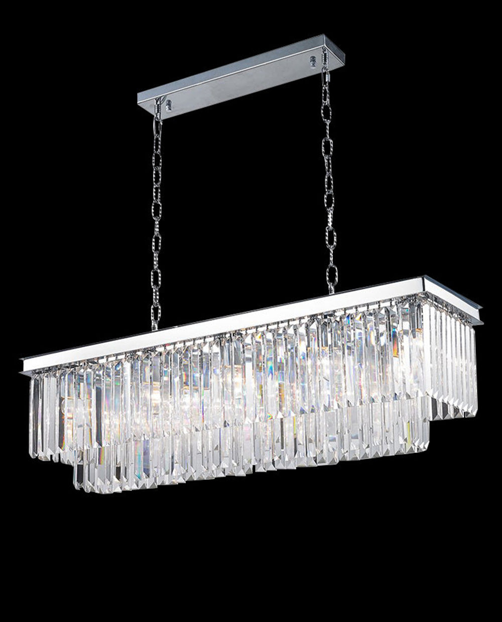 40 Inch Rectangle Chandelier Modern Crystal Chandelier Lighting for Dining Room-Briglighting