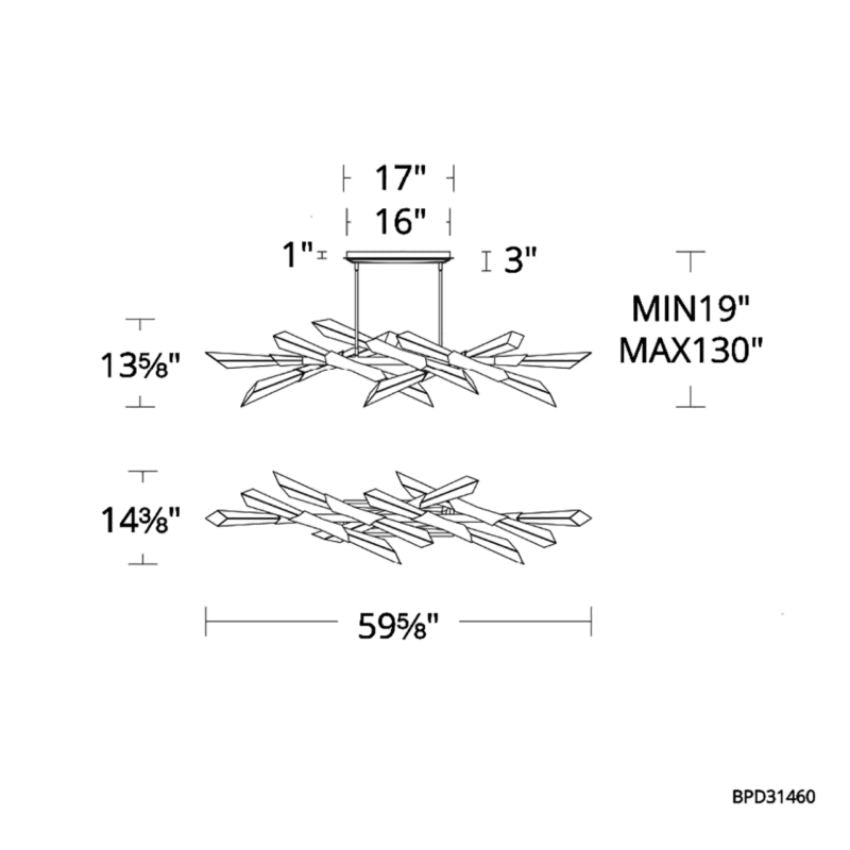 Axel Linear Chandelier 60"-Chandelier-Briglighting