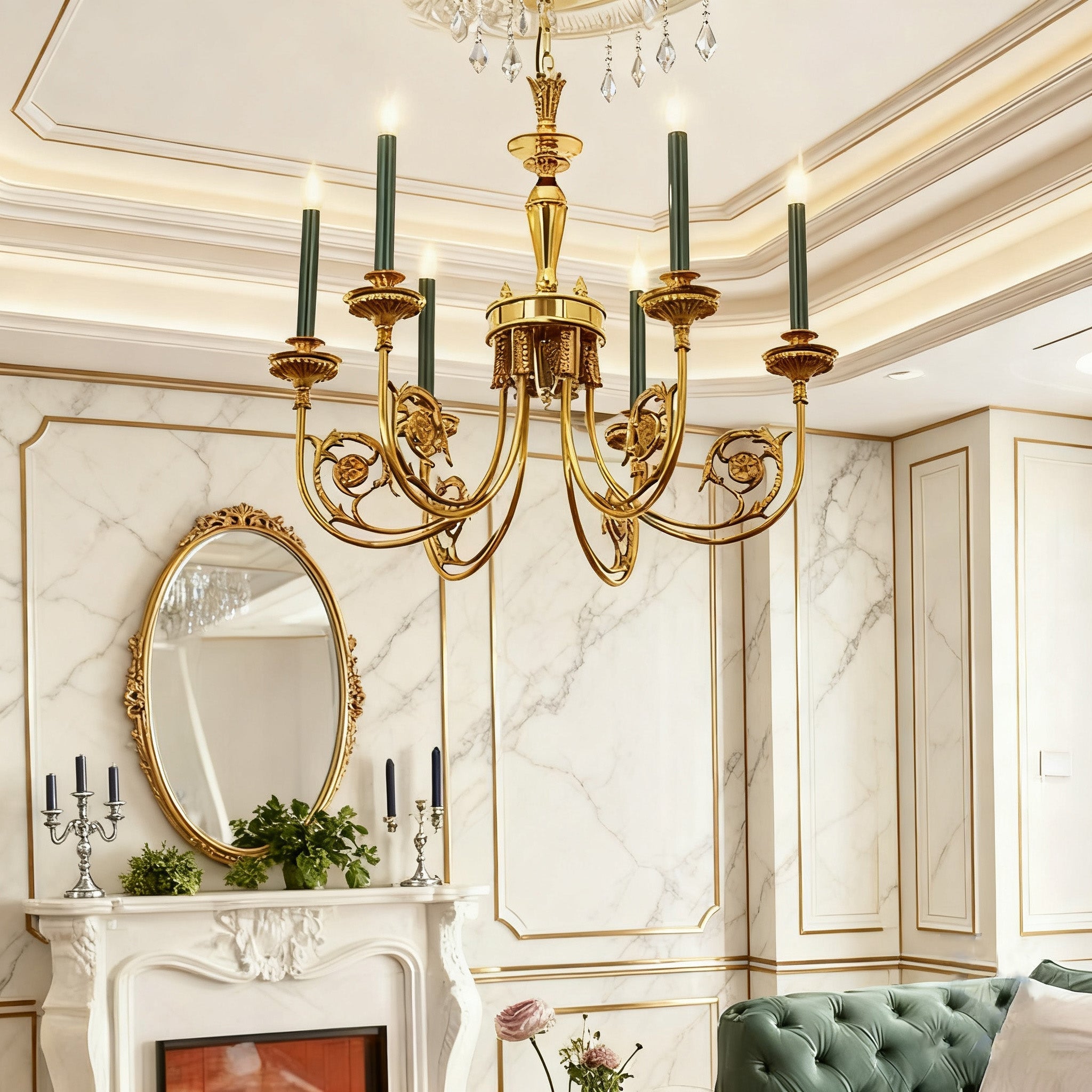 26-34 Inch Multiple Size Small Baroque Style Royal French Copper Chandelier Lighting-Briglighting