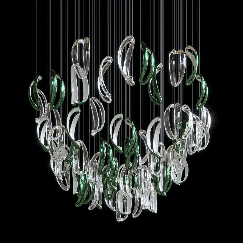 Designer Aqua Ripple Glass Art Customize Chandelier-Chandelier-Briglighting