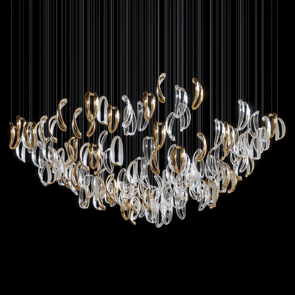 Designer Aqua Ripple Glass Art Customize Chandelier-Chandelier-Briglighting