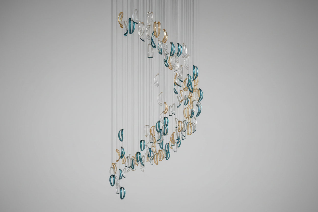 Designer Aqua Ripple Glass Art Customize Chandelier-Chandelier-Briglighting