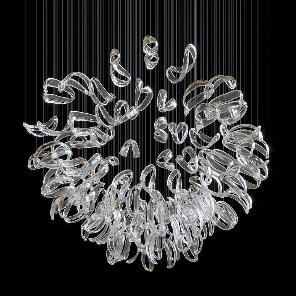 Designer Aqua Ripple Glass Art Customize Chandelier-Chandelier-Briglighting