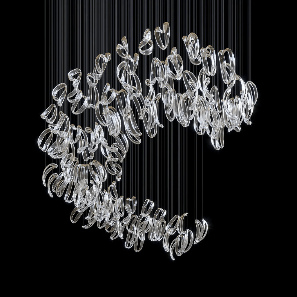 Designer Aqua Ripple Glass Art Customize Chandelier-Chandelier-Briglighting