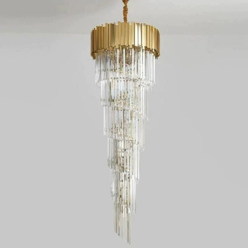 Bourbons Louis 2-Story Crystal Round Chandelier-Chandelier-Briglighting