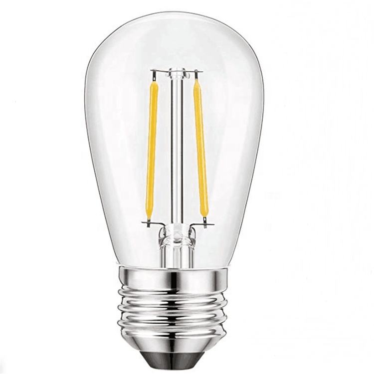 S14 Clear Glass LED Filament Bulb, E26 2700K Warm White