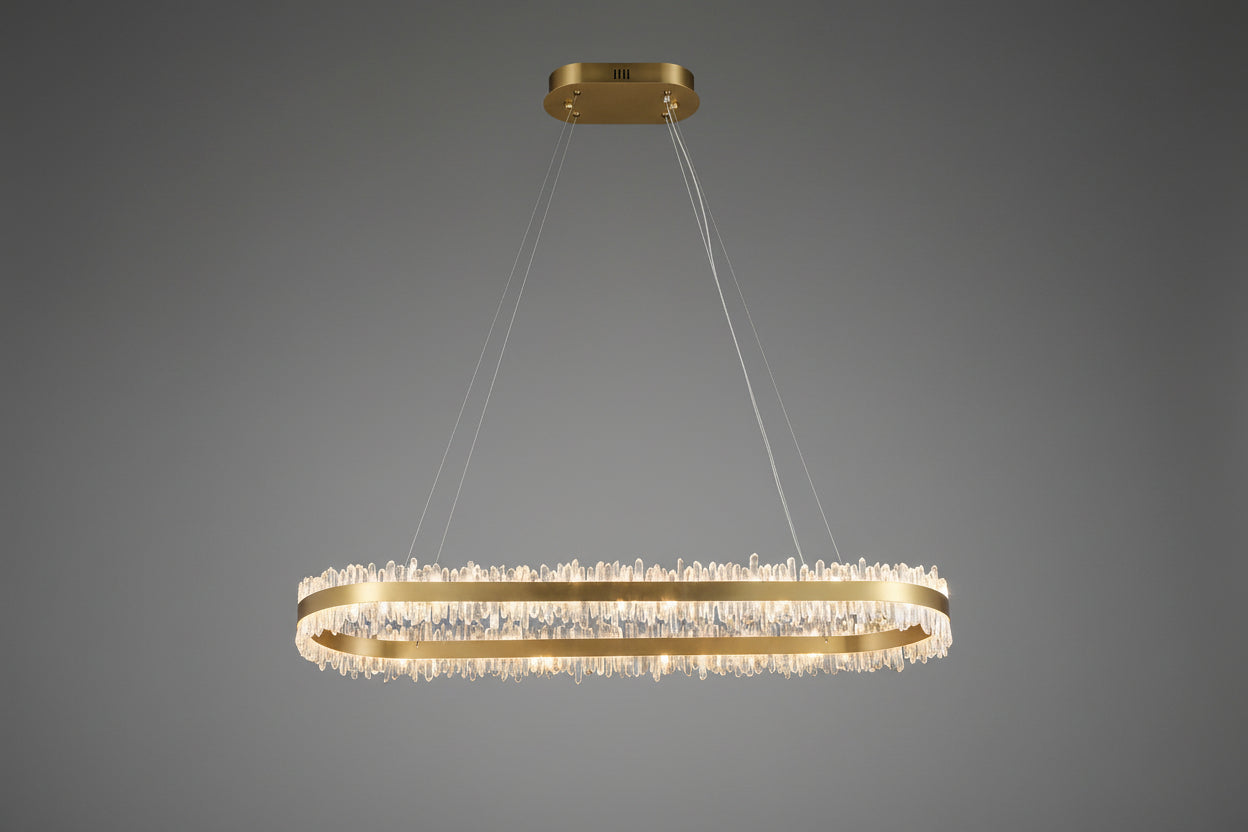 Modern 47 Inch Linear Chandelier Modern Quartz Crystal Chandelier for Dining Room-Chandelier-Briglighting