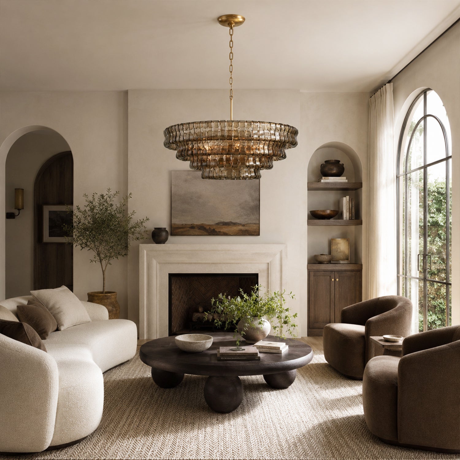 Amor 4-Tier Ghiaccio Glass Round Chandelier 36"