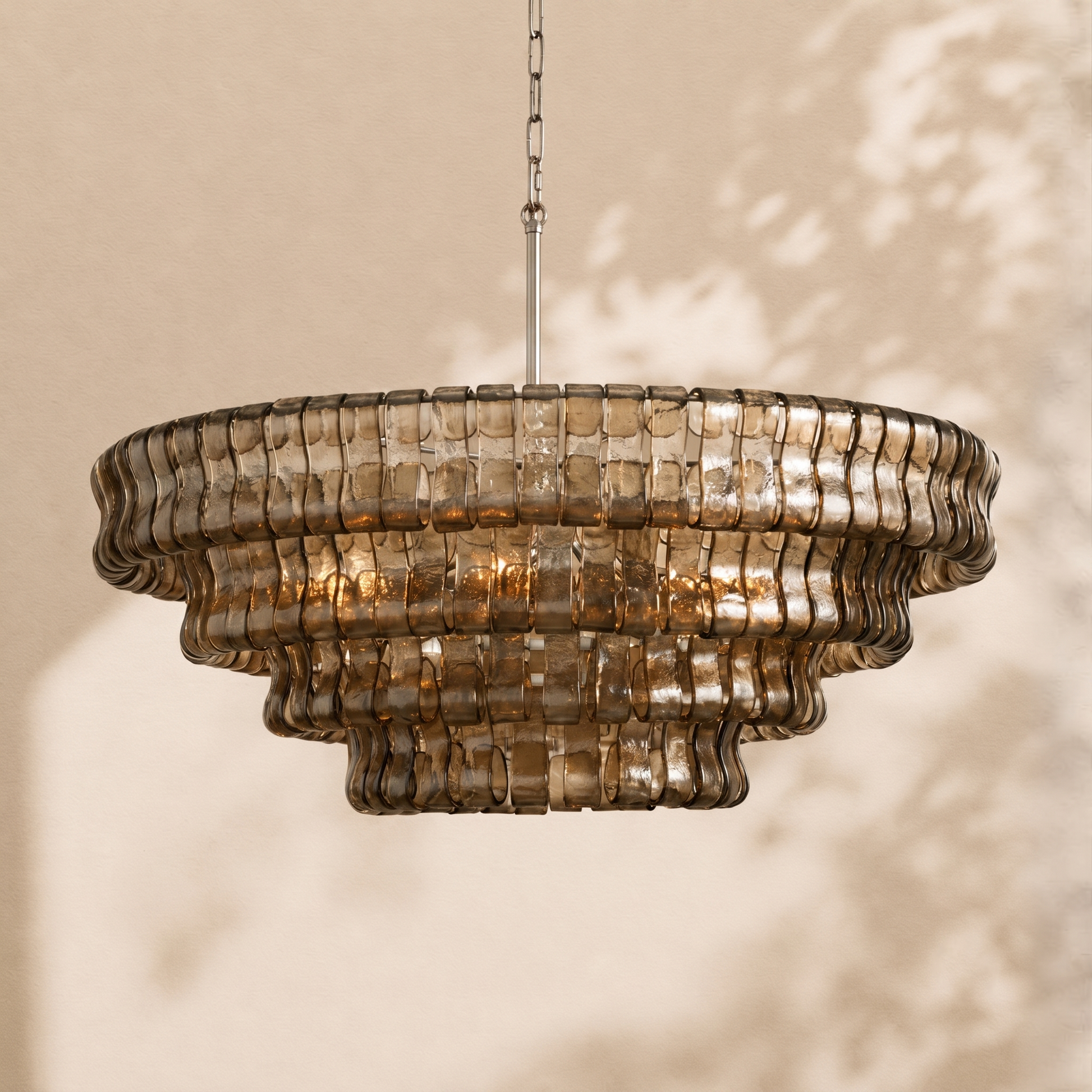 Amor 4-Tier Ghiaccio Glass Round Chandelier 36"