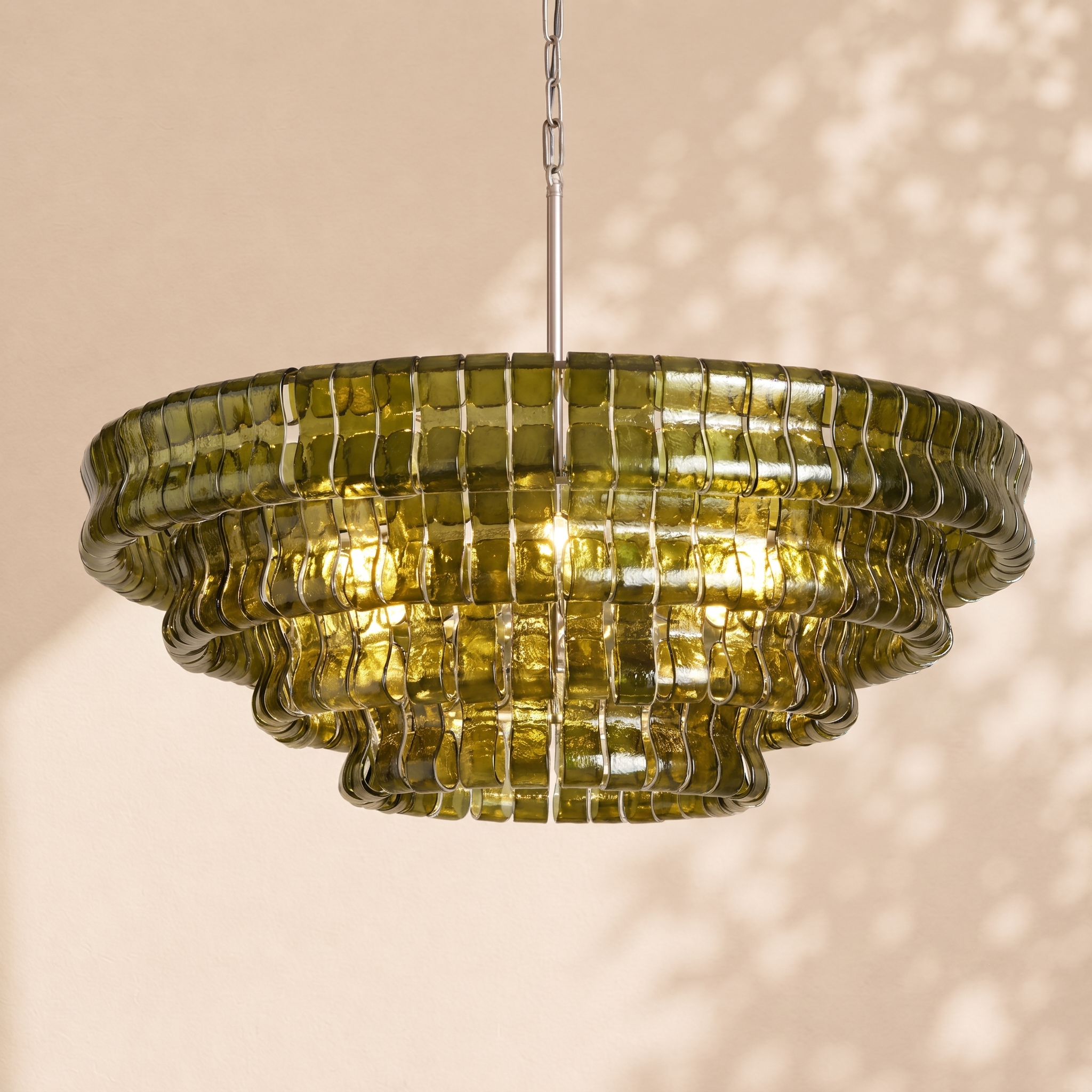 Amor 4-Tier Ghiaccio Glass Round Chandelier 36"