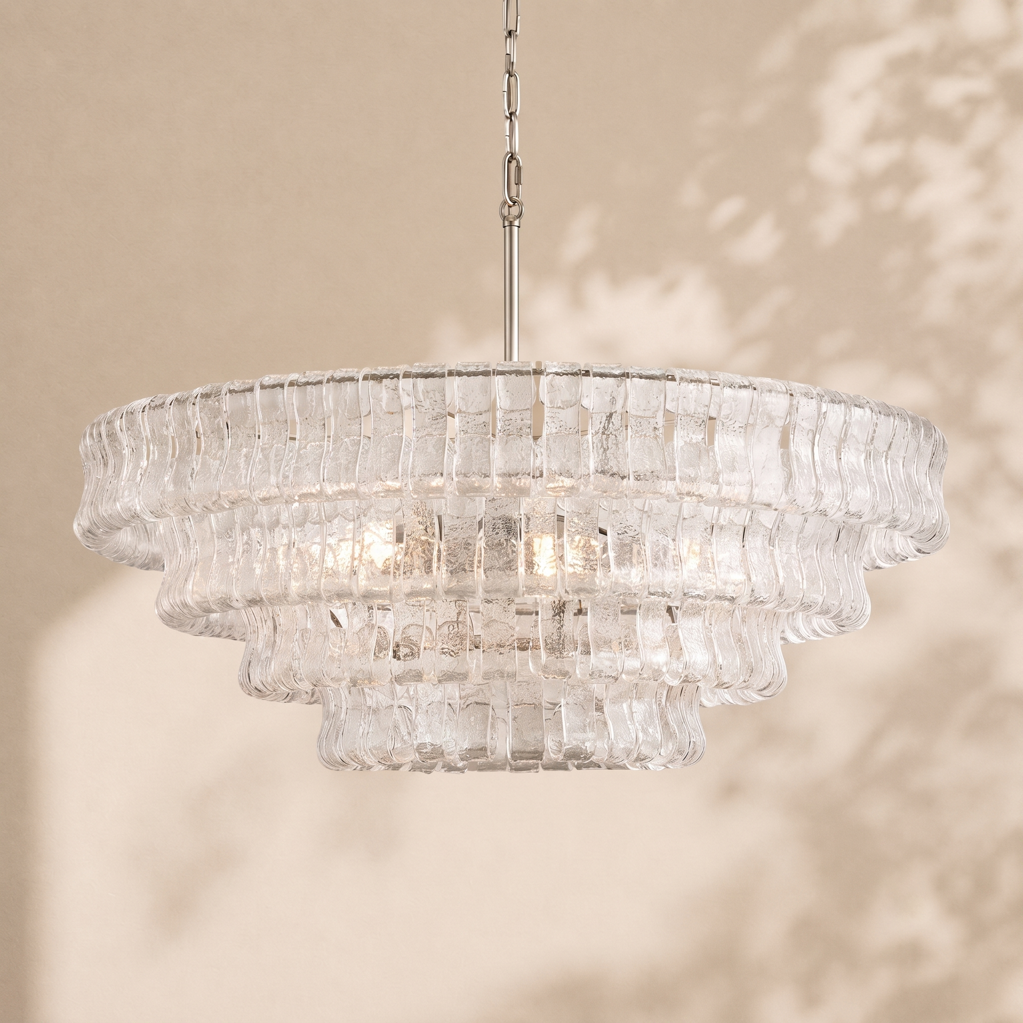 Amor 4-Tier Ghiaccio Glass Round Chandelier 36"