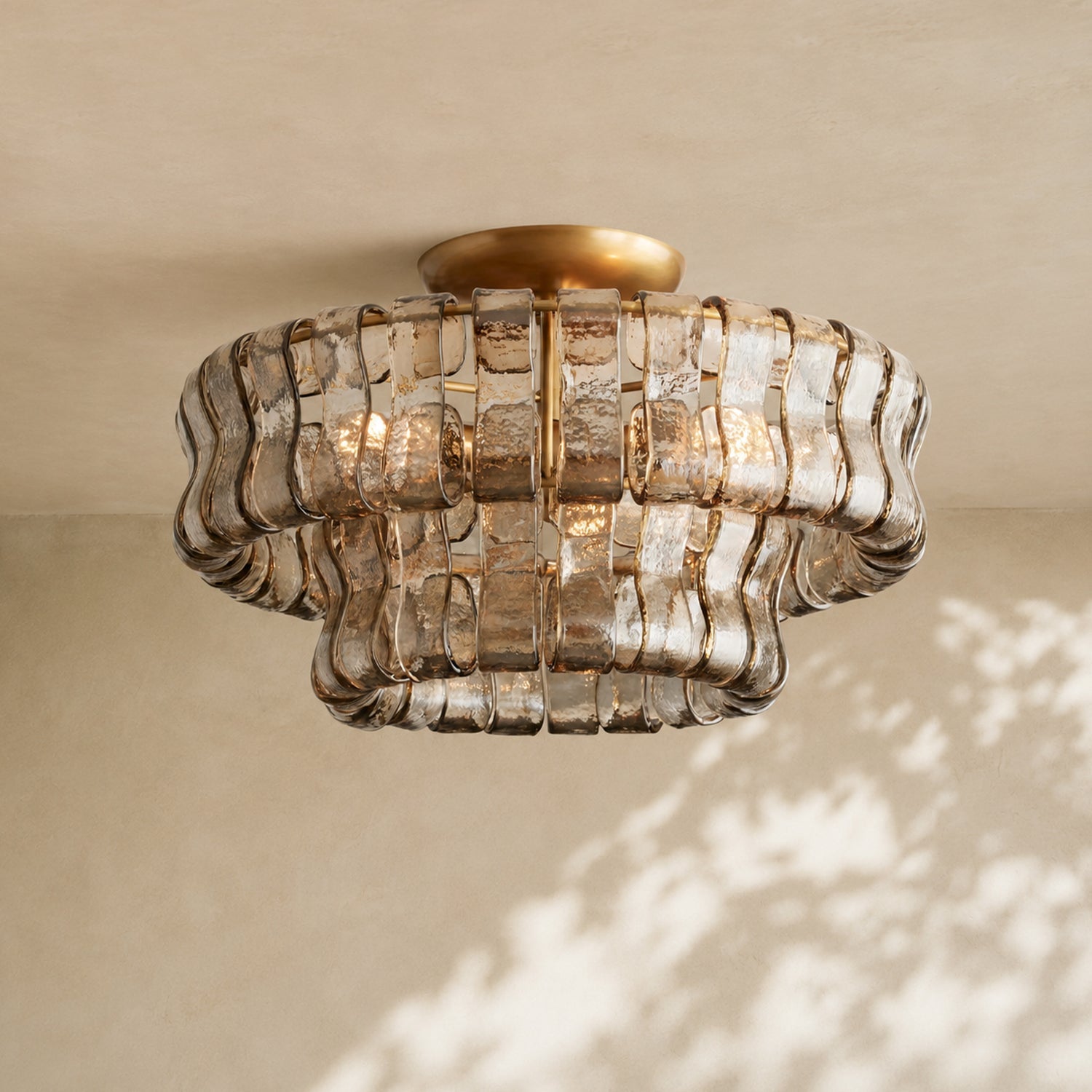 Amor 2-Tier Ghiaccio Glass Round Flushmount 18"