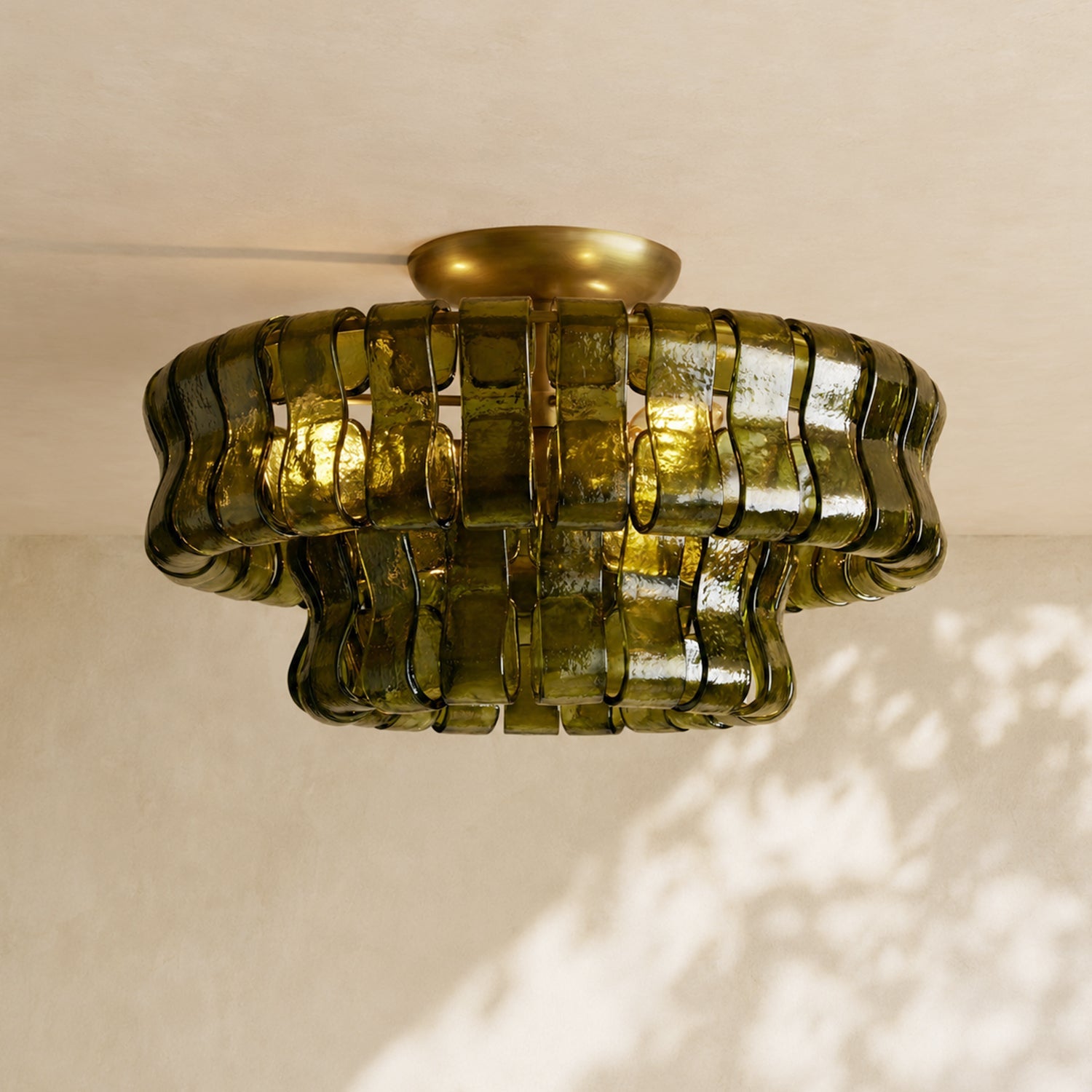Amor 2-Tier Ghiaccio Glass Round Flushmount 18"