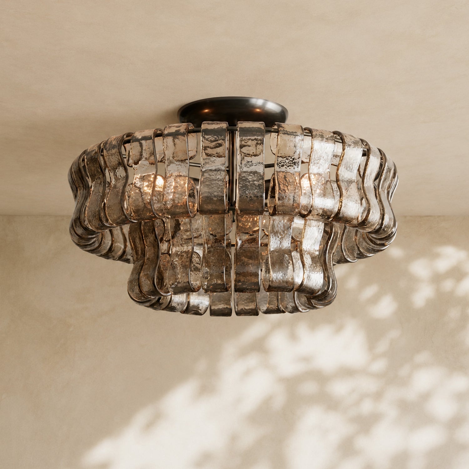 Amor 2-Tier Ghiaccio Glass Round Flushmount 18"