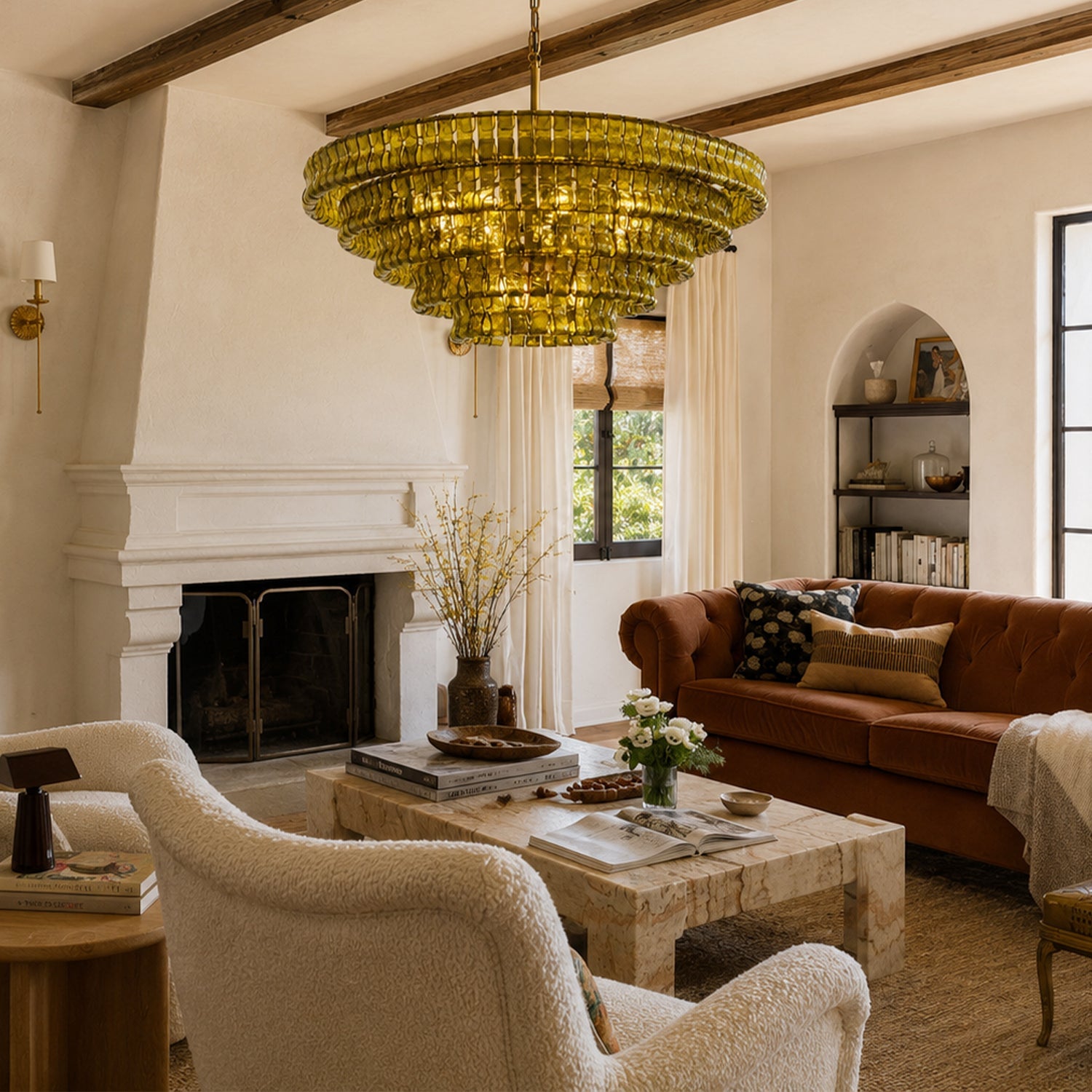 Amor 5-Tier Ghiaccio Glass Round Chandelier 48"