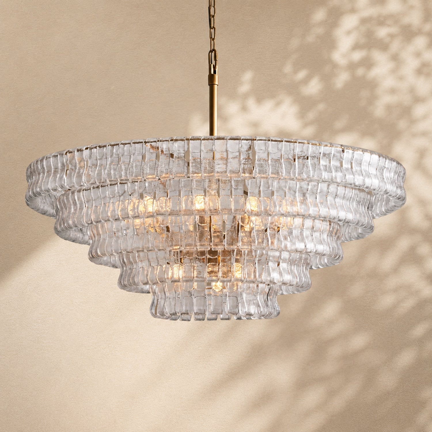 Amor 5-Tier Ghiaccio Glass Round Chandelier 48"