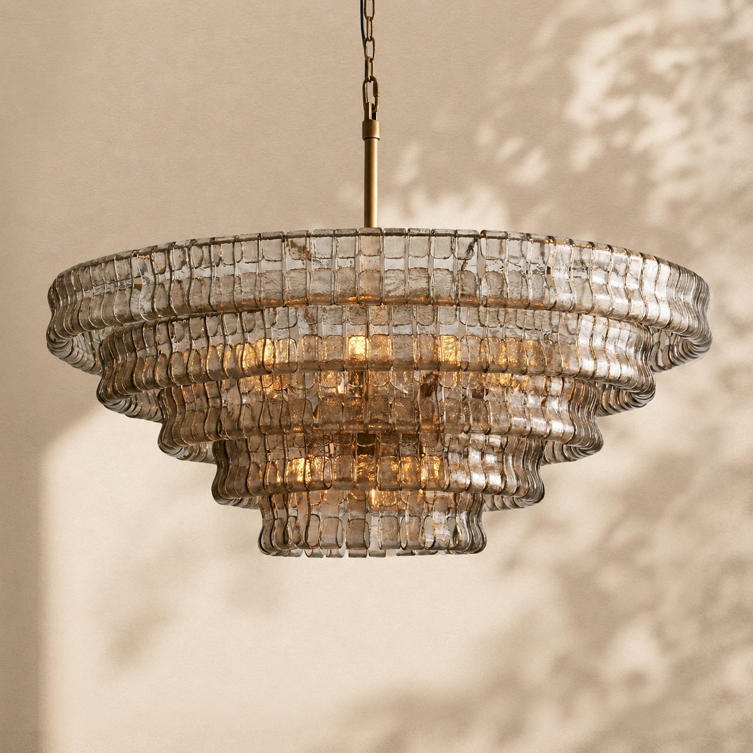 Amor 5-Tier Ghiaccio Glass Round Chandelier 48"