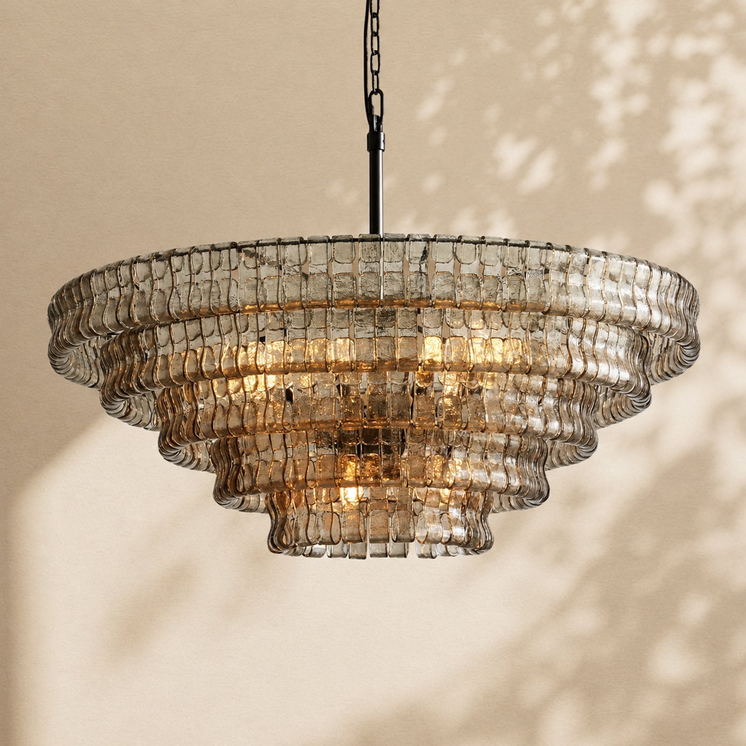 Amor 5-Tier Ghiaccio Glass Round Chandelier 48"