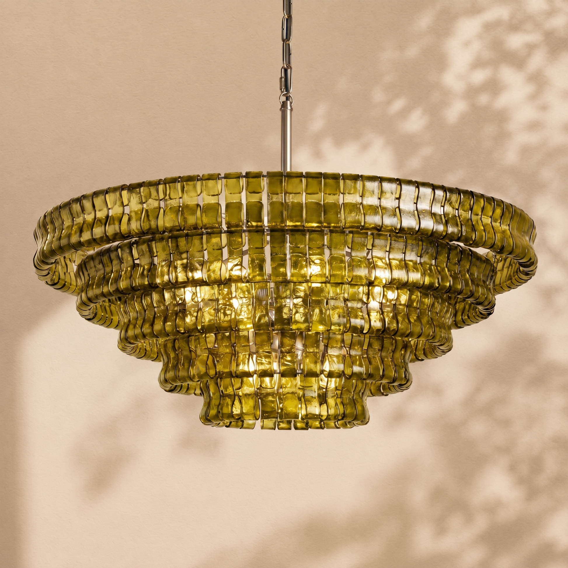 Amor 5-Tier Ghiaccio Glass Round Chandelier 48"