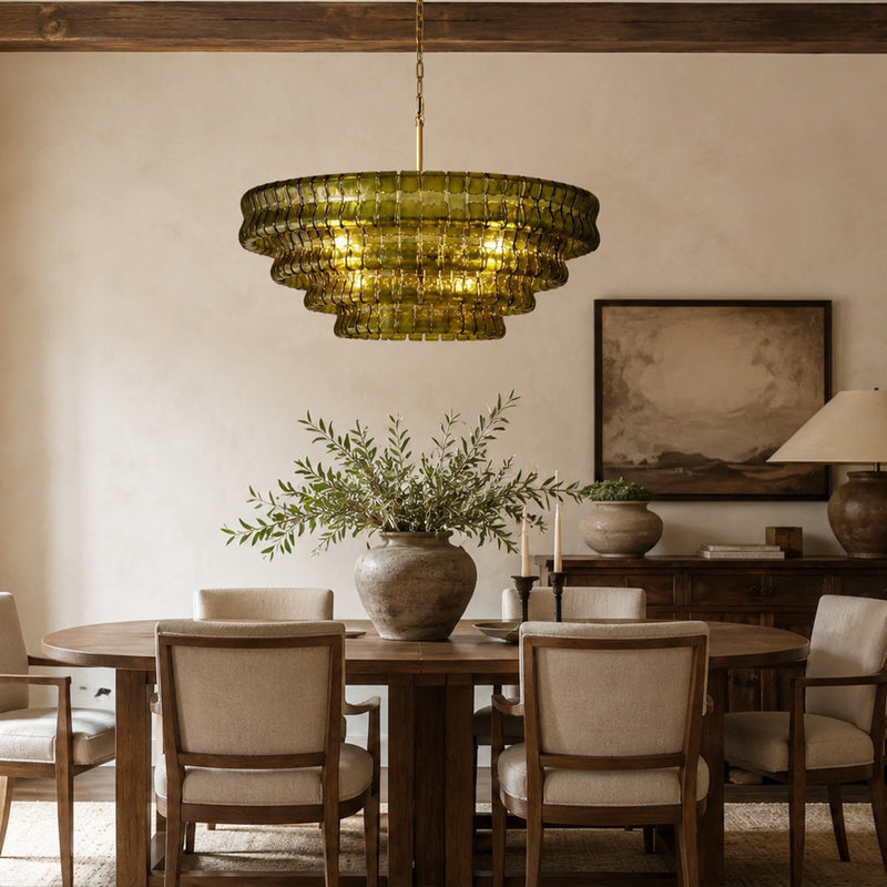 Amor 5-Tier Ghiaccio Glass Round Chandelier 48"