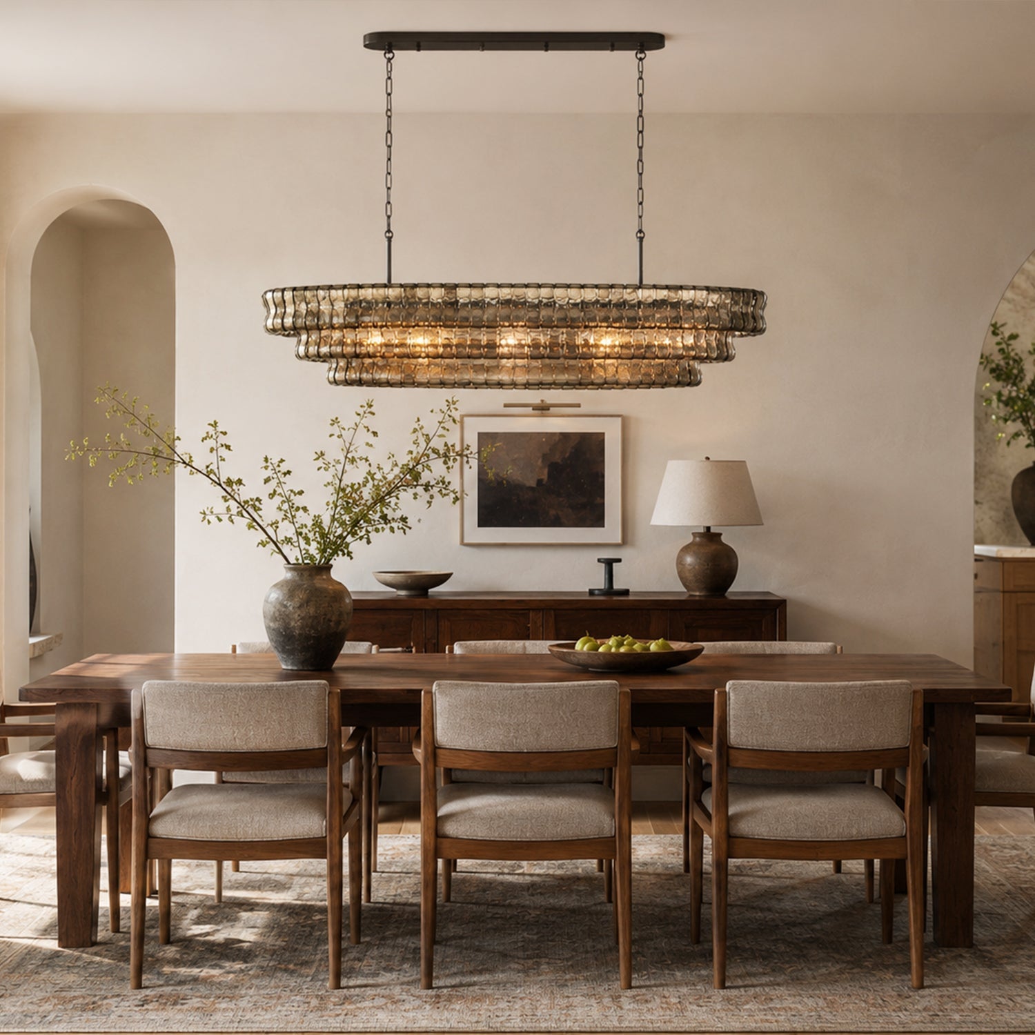 Amor Ghiaccio Glass Oval Chandelier 54"W/65"W