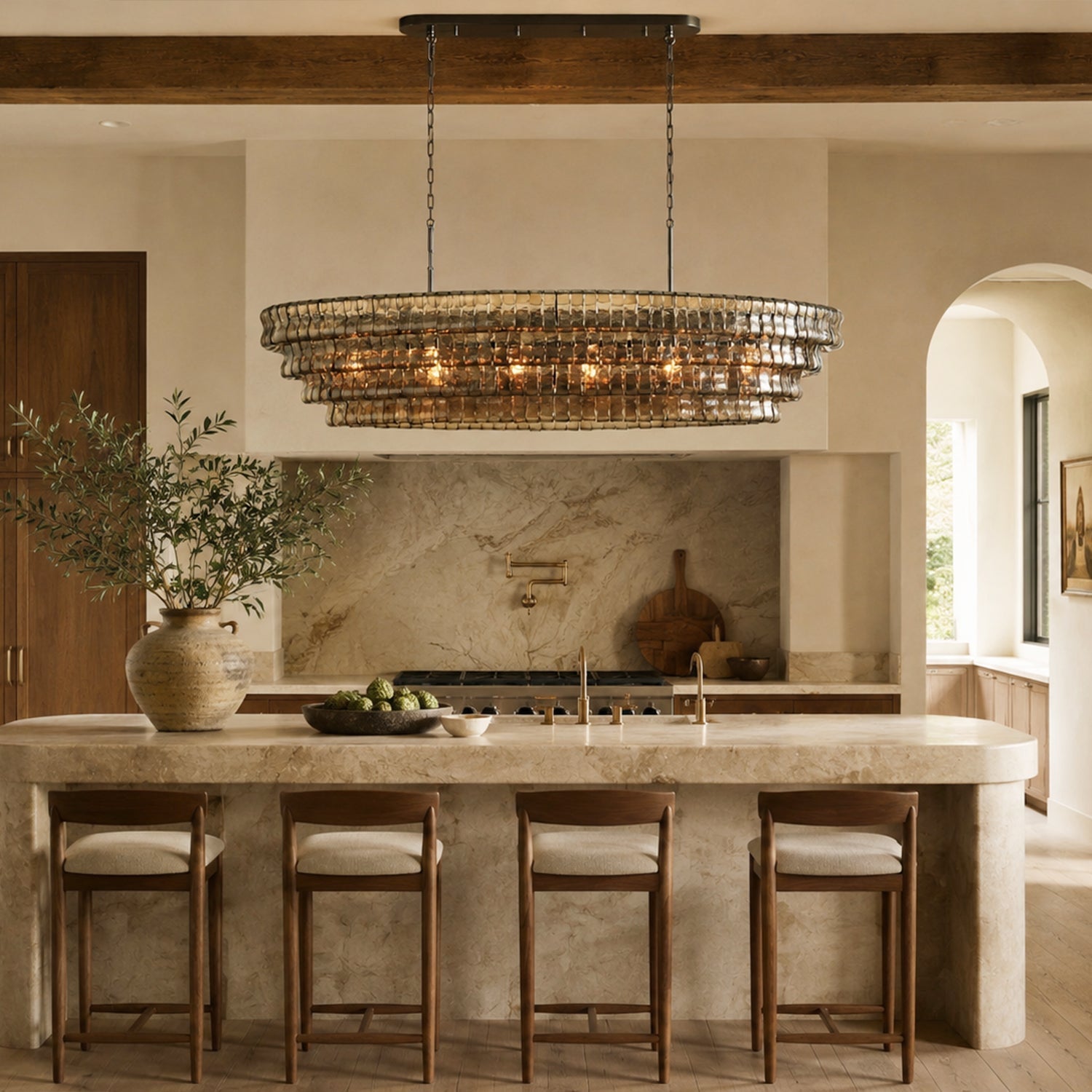 Amor Ghiaccio Glass Oval Chandelier 54"W/65"W