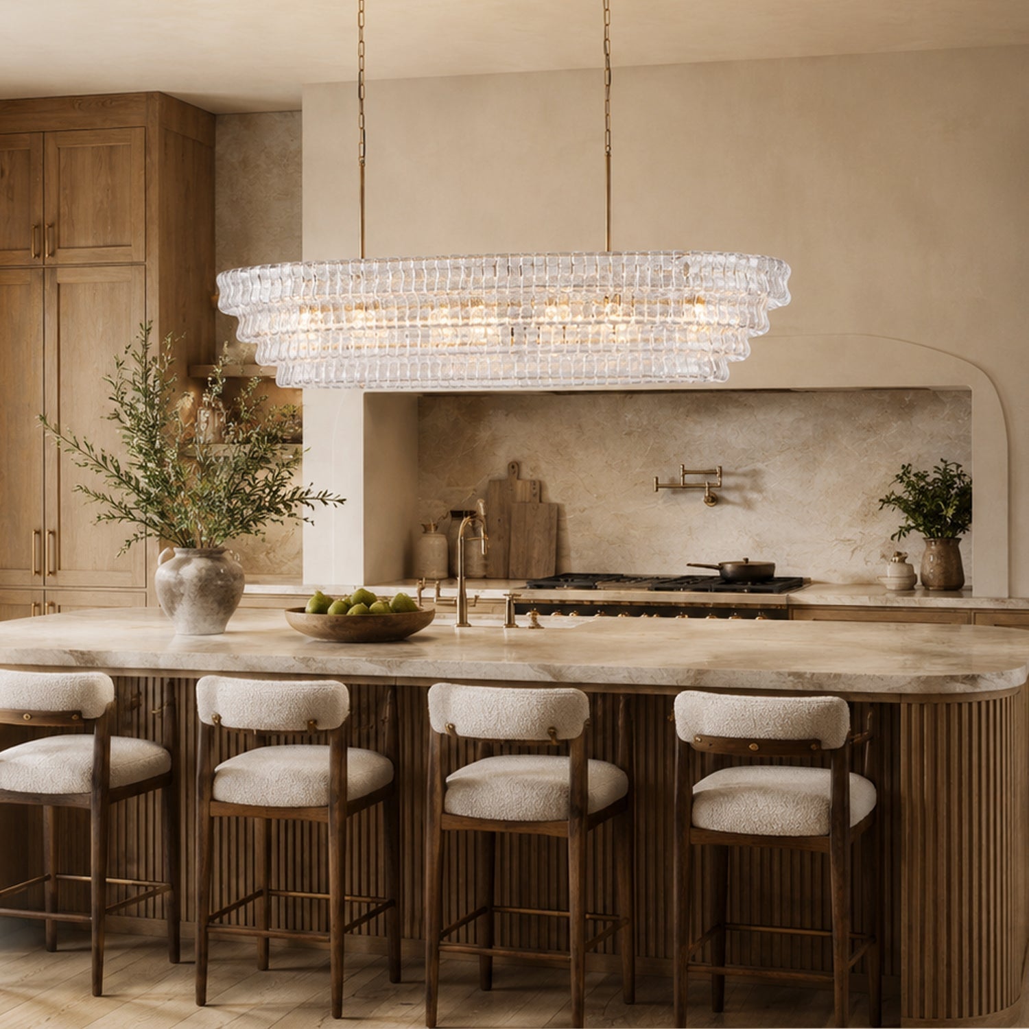 Amor Ghiaccio Glass Oval Chandelier 54"W/65"W