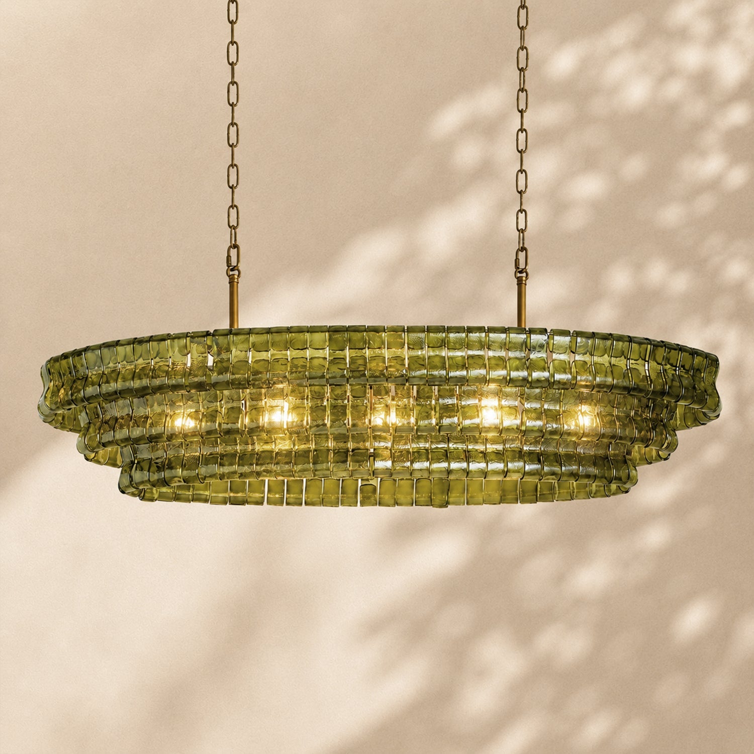 Amor Ghiaccio Glass Oval Chandelier 54"W/65"W